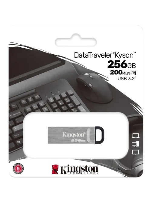 Флеш-память Kingston DataTraveler Kyson, USB 3.2 G1, сереб, DTKN/256GB