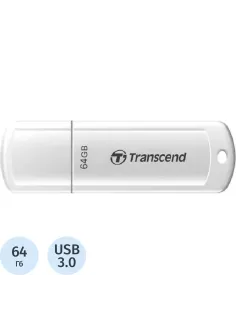 Флеш-память Transcend JetFlash 730, 64Gb, USB 3.1 G1, бел, (TS64GJF730)