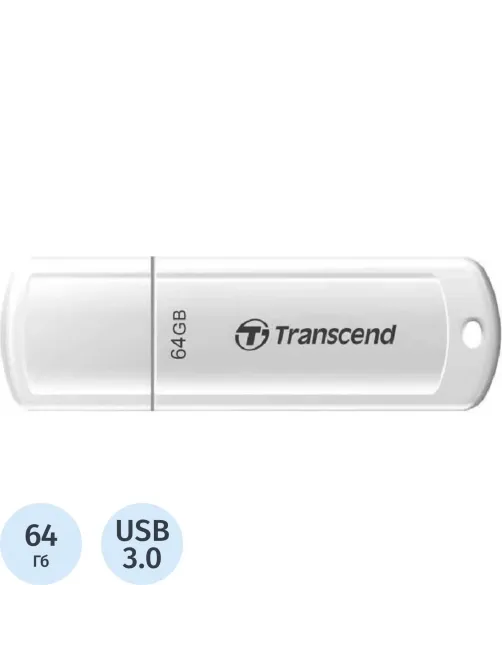 Флеш-память Transcend JetFlash 730, 64Gb, USB 3.1 G1, бел, (TS64GJF730)