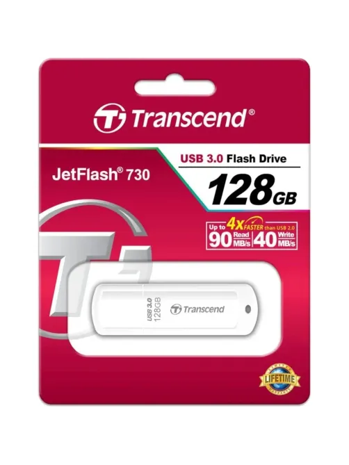 Флеш-память Transcend JetFlash 730, 128Gb, USB 3.1 G1, бел, TS128GJF730
