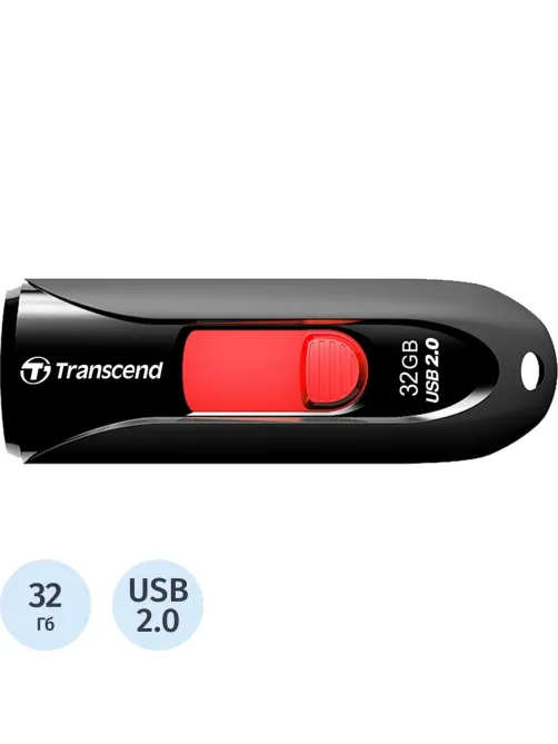 Флеш-память Transcend JetFlash 590, 32Gb, USB 2.0, ч/крас, TS32GJF590K