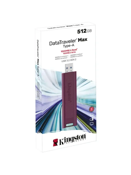 Флеш-память Kingston DataTraveler MaxA, 512 ГБ USB3.2 Gen 2 Type-A/бордовый
