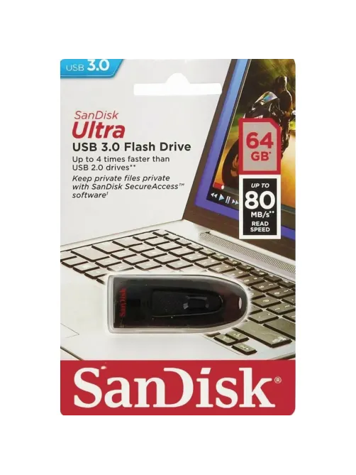 Флеш-память SanDisk Ultra, 64Gb, USB 3.0, чер, SDCZ48-064G-U46