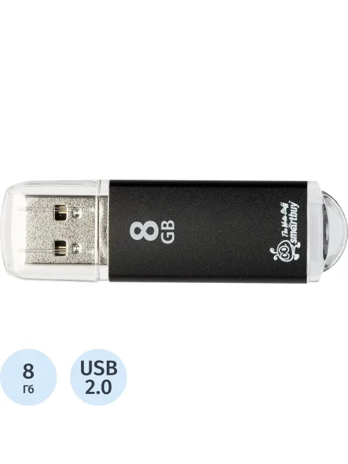 Флеш-память Smartbuy V-Cut, 8Gb, USB 2.0, чер, SB8GBVC-K