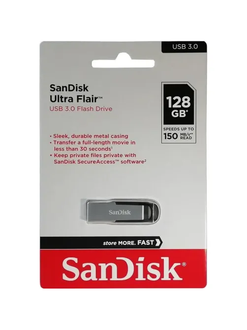Флеш-память SanDisk Ultra Flair, 128Gb, USB 3.0, с/чер, SDCZ73-128G-G46