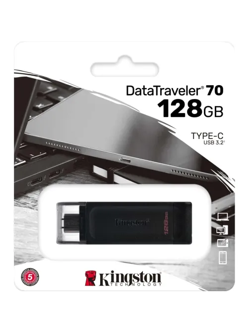 Флеш-память Kingston DataTraveler 70, USB-C 3.2 G1, чер, DT70/128GB