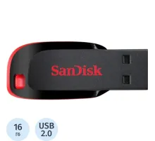 Флеш-память SanDisk Cruzer Blade, 16Gb, USB 2.0, ч/крас, SDCZ50-016G-B35