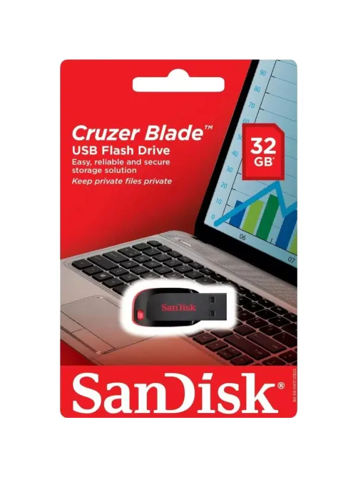 Флеш-память SanDisk Cruzer Blade, 32Gb, USB 2.0, ч/крас, SDCZ50-032G-B35