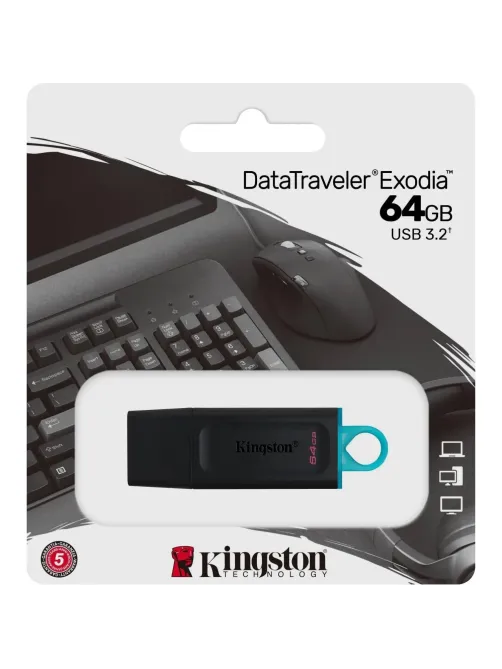 Флеш-память Kingston DataTraveler Exodia, USB 3.2 G1, син/чер, DTX/64GB