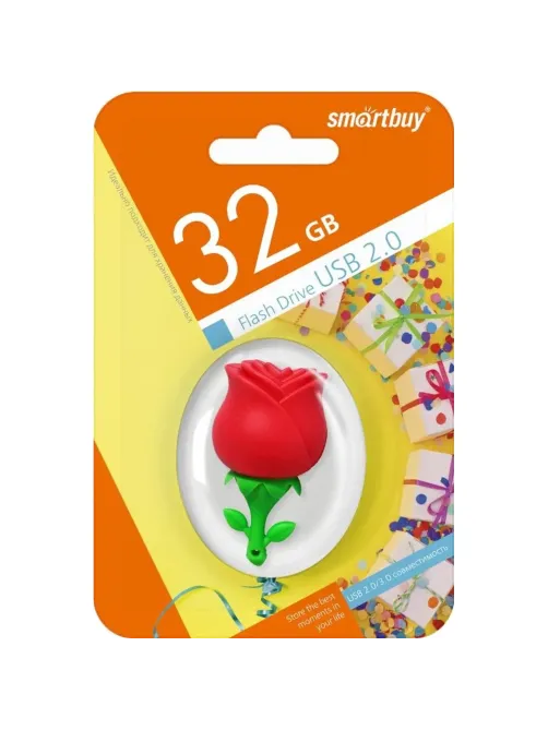 Флеш-память  Smartbuy Wild series, 32Gb, USB 2.0, роза, SB32GBRose