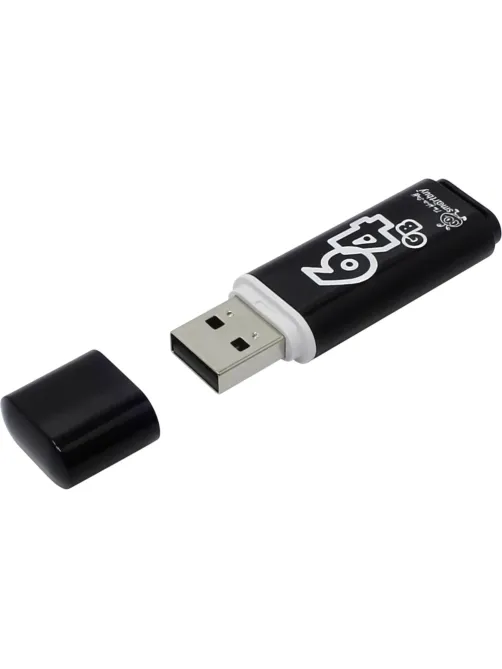 Флеш-память Smartbuy Glossy, 64Gb, USB 2.0, чер, SB64GBGS-K