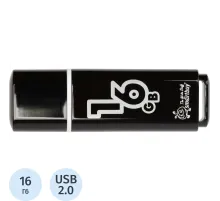Флеш-память Smartbuy Glossy, 16Gb, USB 2.0, чер, SB16GBGS-K