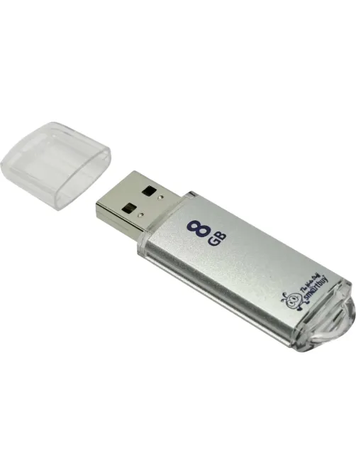 Флеш-память Smartbuy V-Cut, 8Gb, USB 2.0, сереб, SB8GBVC-S