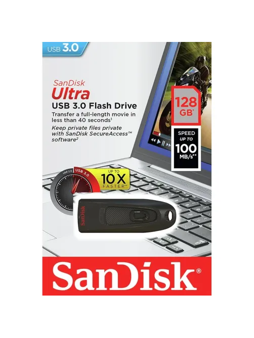 Флеш-память SanDisk Ultra, 128Gb, USB 3.0, чер, SDCZ48-128G-U46