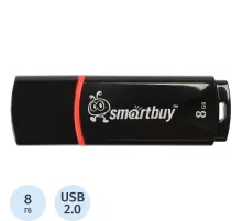 Флеш-память Smartbuy Crown, 8Gb, USB 2.0, чер, SB8GBCRW-K