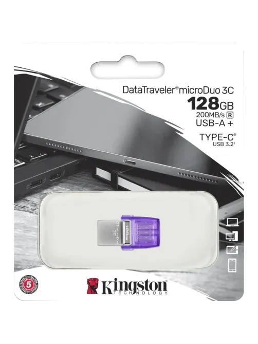 Флеш-память Kingston microDuo 3C G3, 128 Гб, USB 3.2 & USB Type-C и Type-A