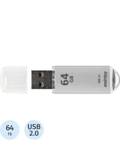 Флеш-память Smartbuy V-Cut, 64Gb, USB 2.0, сереб, SB64GBVC-S