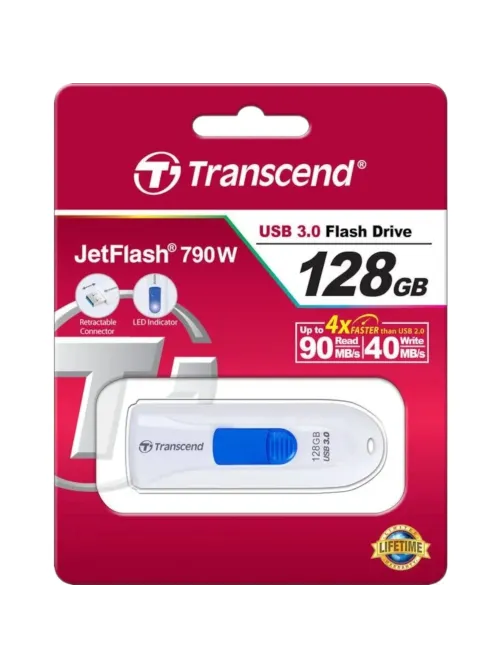 Флеш-память Transcend JetFlash 790, 128Gb, USB 3.1 G1, б/син, TS128GJF790W