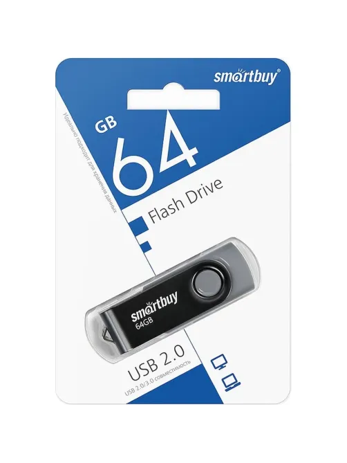 Флеш-память SmartBuy UFD 2.0 064GB Twist Black (SB064GB2TWK)