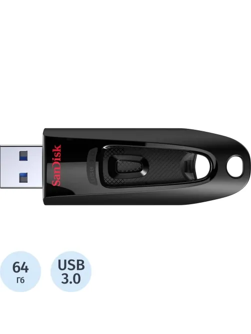 Флеш-память SanDisk Ultra, 64Gb, USB 3.0, чер, SDCZ48-064G-U46