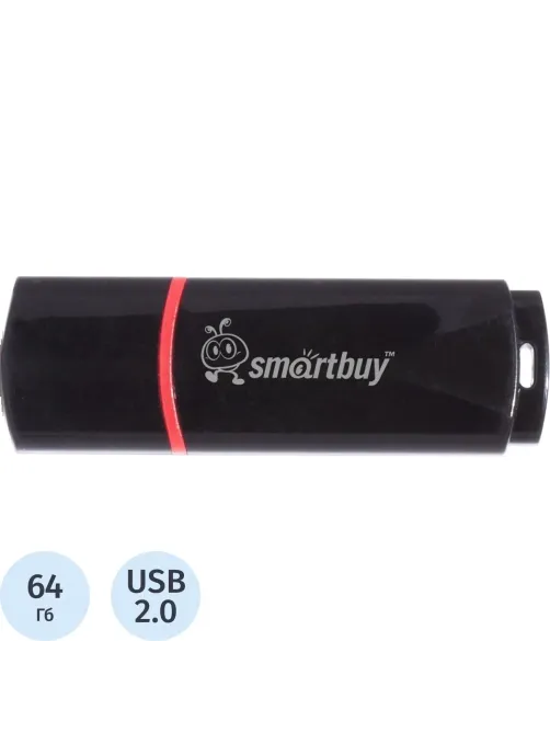 Флеш-память Smartbuy Crown, 64Gb, USB 2.0, чер, SB64GBCRW-K