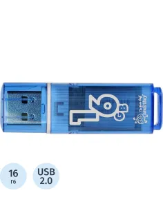 Флеш-память Smartbuy Glossy, 16Gb, USB 2.0, гол, SB16GBGS-B