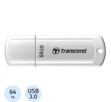 Флеш-память Transcend JetFlash 730, 64Gb, USB 3.1 G1, бел, TS64GJF730