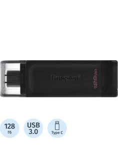Флеш-память Kingston DataTraveler 70, USB-C 3.2 G1, чер, DT70/128GB