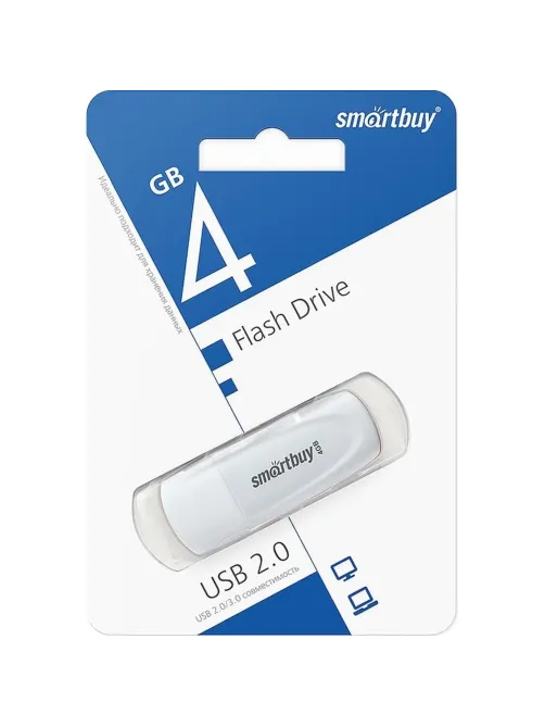 Флеш-память SmartBuy UFD 2.0 004GB Scout White (SB004GB2SCW)
