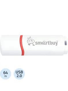 Флеш-память Smartbuy Crown, 64Gb, USB 2.0, бел, SB64GBCRW-W
