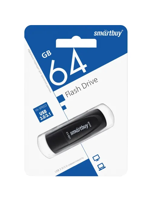 Флеш-память Smartbuy UFD 3.0/3.1 64GB Scout Black (SB064GB3SCK)
