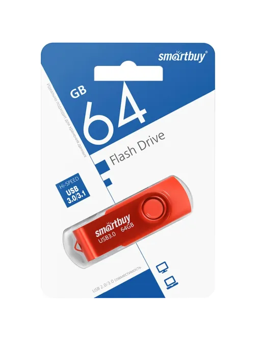 Флеш-память Smartbuy UFD 3.0/3.1 64GB Twist Red (SB064GB3TWR)
