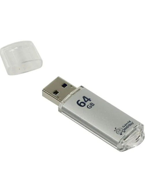 Флеш-память Smartbuy V-Cut, 64Gb, USB 2.0, сереб, SB64GBVC-S