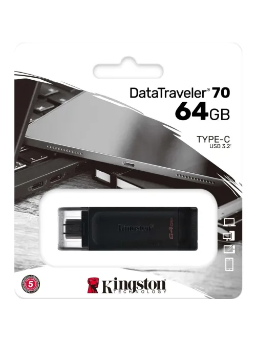 Флеш-память Kingston DataTraveler 70, USB-C 3.2 G1, чер, DT70/64GB