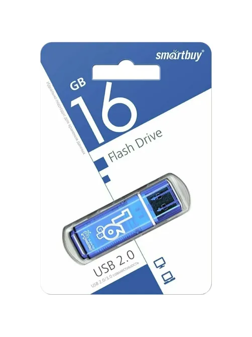 Флеш-память Smartbuy Glossy, 16Gb, USB 2.0, гол, SB16GBGS-B