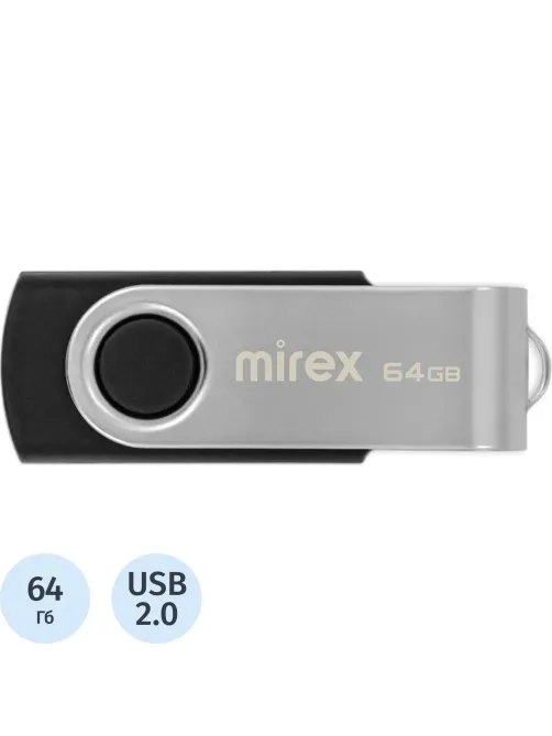 Флеш-память Mirex USB SWIVEL BLACK 64Gb (13600-FMURUS64 )