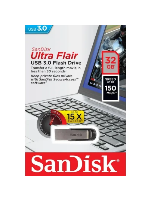 Флеш-память SanDisk Ultra Flair, 32Gb, USB 3.0, с/чер, SDCZ73-032G-G46