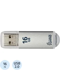 Флеш-память Smartbuy V-Cut, 16Gb, USB 2.0, сереб, SB16GBVC-S