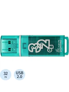Флеш-память Smartbuy Glossy, 32Gb, USB 2.0, зел, SB32GBGS-G
