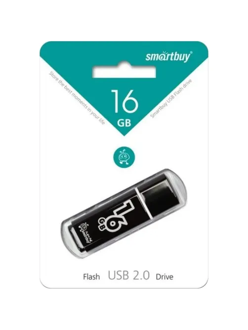 Флеш-память Smartbuy Glossy, 16Gb, USB 2.0, чер, SB16GBGS-K