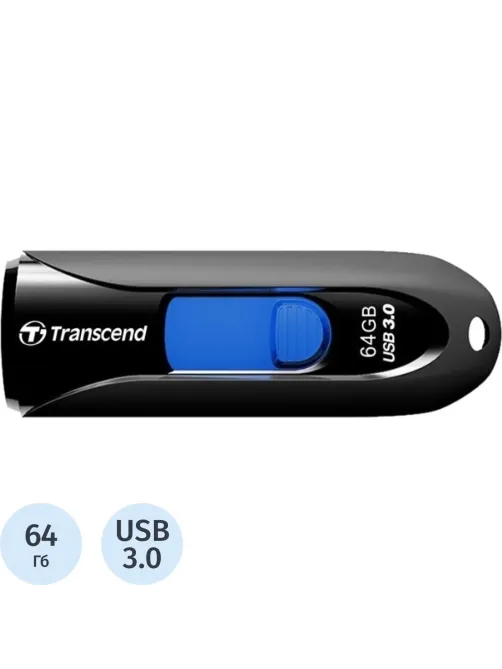 Флеш-память Transcend JetFlash 790, 64Gb, USB 3.1 G1, ч/син, TS64GJF790K