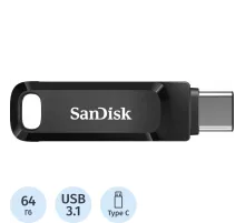 Флеш-память 64GB SanDisk Ultra Dual Drive Go, USB 3.2 - USB Type-C Black