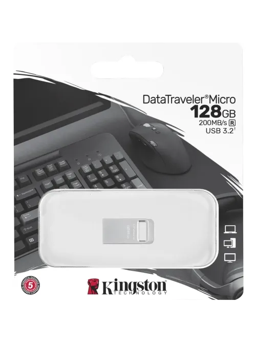 Флеш-память Kingston 128Gb DataTraveler Micro(DTMC3G2/128GB)USB3.0 сереб