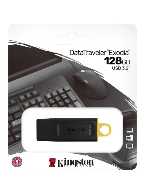 Флеш-память Kingston DataTraveler Exodia, USB 3.2 G1, жел/чер, DTX/128GB