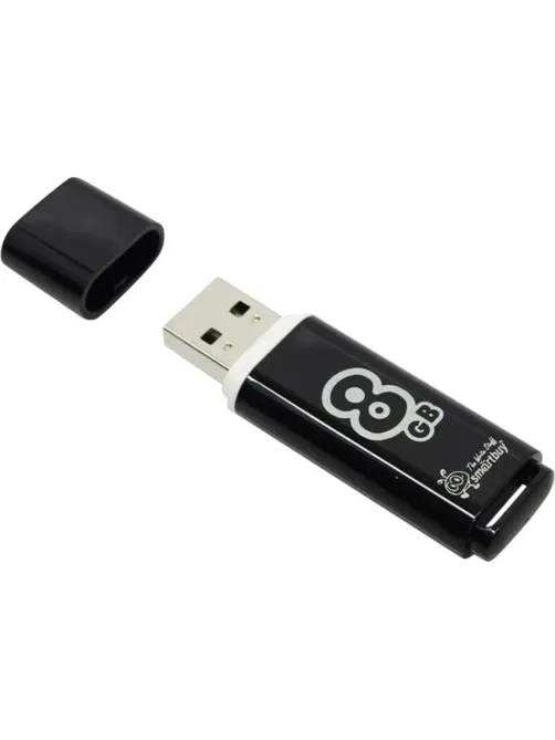 Флеш-память Smartbuy Glossy, 8Gb, USB 2.0, чер, SB8GBGS-K
