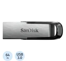 Флеш-память SanDisk Ultra Flair, 64Gb, USB 3.0, с/чер, SDCZ73-064G-G46