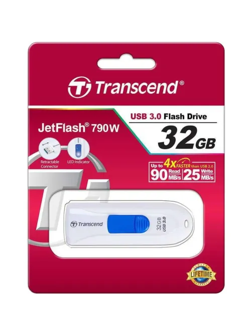 Флеш-память Transcend JetFlash 790, 32Gb, USB 3.1 G1, б/син, TS32GJF790W