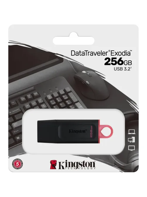 Флеш-память Kingston DataTraveler Exodia, USB 3.2 G1, роз/чер, DTX/256GB