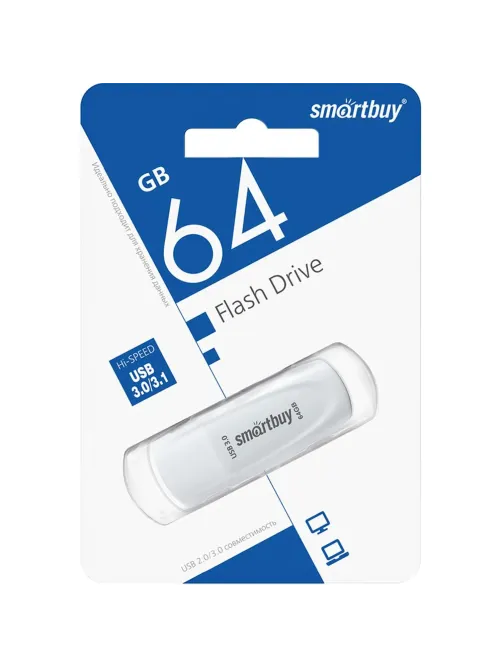 Флеш-память Smartbuy UFD 3.0/3.1 64GB Scout White (SB064GB3SCW)