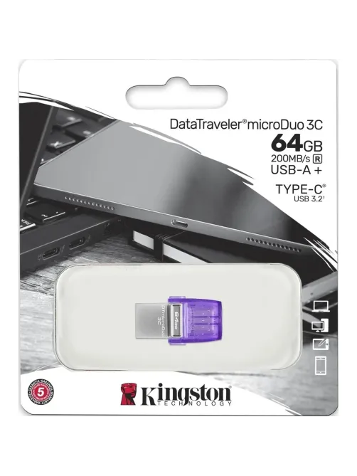 Флеш-память Kingston microDuo 3C, 64Gb, USB 3.1 G1, Type-C, DTDUO3CG3/64GB